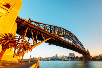 Morning view of Harbour Bridge in Sydney, Australia