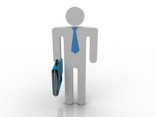 3d rendering people with his briefcase