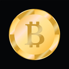 Bitcoin - single coin on black
