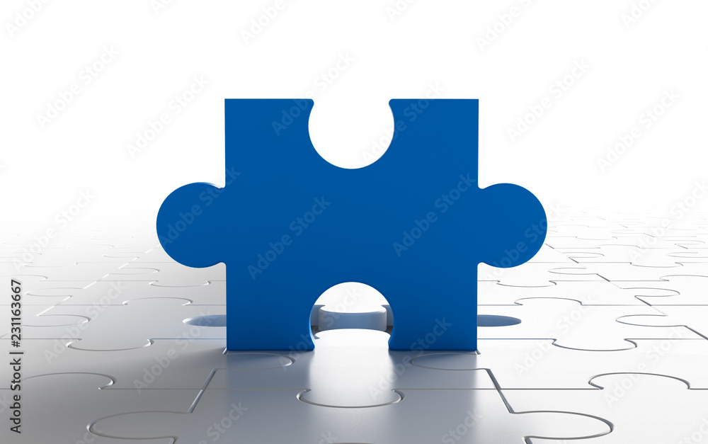 Poster jigsaw puzzle, pattern texture with space in strategy and solution business concept on white backgro