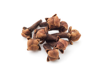 Spice cloves on white background