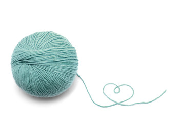Green Yarn Ball on white background