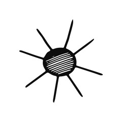 sun icon. Isolated sketch for infographic object on light background.