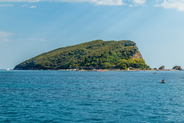 Naklejka premium View of the island of St. Nicholas in the bay near the town of Budva