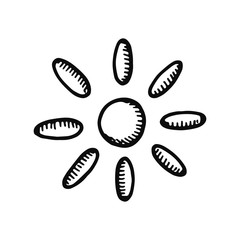 sun icon. Isolated sketch for infographic object on light background.