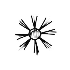 sun icon. Isolated sketch for infographic object on light background.