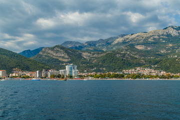 Obraz premium View of the city of Budva in Montenegro from the sea