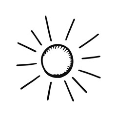 sun icon. Isolated sketch for infographic object on light background.