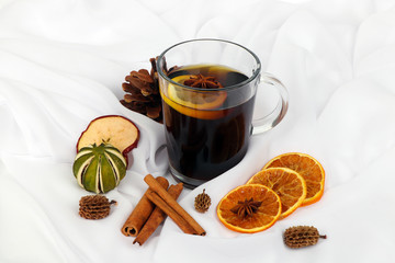 christmas tea or mulled wine - christmas background