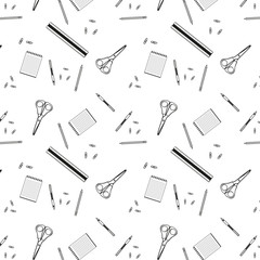 Business doodles seamless pattern with office elements. Vector illustration