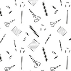 Business doodles seamless pattern with office elements. Vector illustration
