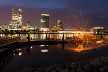Fototapeta premium Panorama of Milwaukee at night