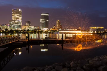 Foto op Plexiglas Panorama of Milwaukee at night © Henryk Sadura