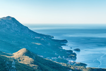 View from the mountain on the coast near the town of Budva