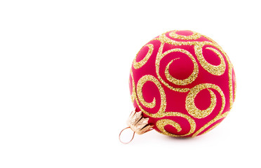 Red christmas ball isolated on a white background.