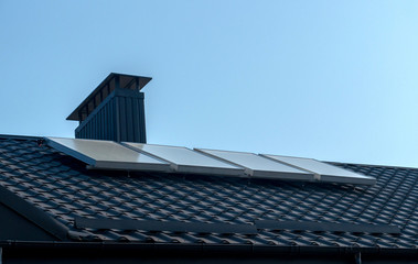 Solar panels on the roof of the house