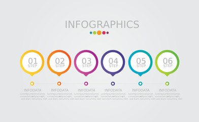 Vector Infographic label design with icons and 6 options or steps. Infographics for business concept. Can be used for presentations banner, workflow layout, process diagram, flow chart, info graph