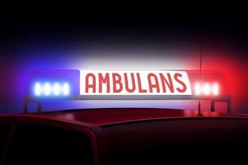 Blue and red police lights - Ambulance (English)/ Ambulans (Polish) © PX Media