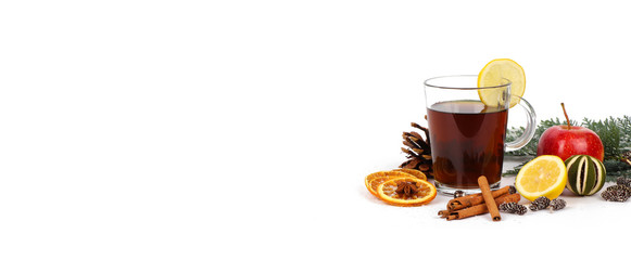 
christmas tea or mulled wine - christmas background panorama banner - with space for free use of your header text