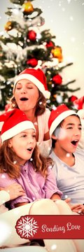 Composite Image Of Extended Family Singing Carols