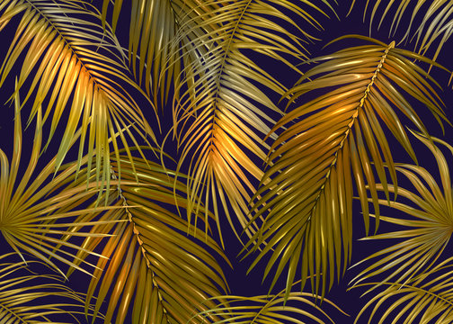 Tropic leaves seamless pattern in neon colors