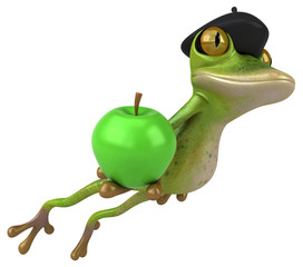 Fun french frog - 3D Illustration