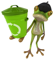 Fun french frog - 3D Illustration