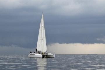 Fototapeta na wymiar boat trip on a yacht