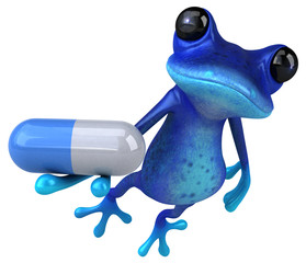 Fun blue frog - 3D Illustration