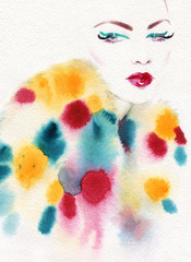 beautiful woman. fashion illustration. watercolor painting

