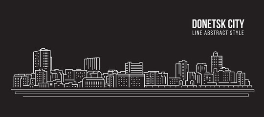 Cityscape Building Line art Vector Illustration design - Donetsk city