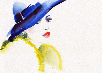 beautiful woman. fashion illustration. watercolor painting

