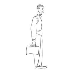 Cartoon official man hand drawn line