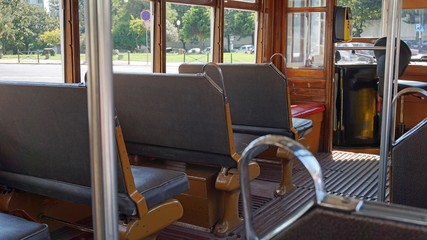 old historical tram in the city of lisbon