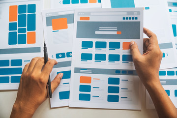 Website designer Creative planning application developer development draft sketch drawing template...