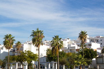 View from the beach to the Spanish city of Conil de la frontera in Andalucia