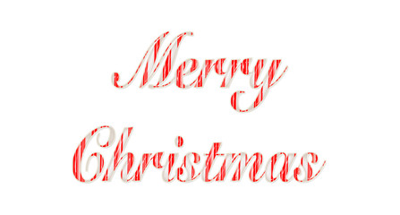 Fototapeta na wymiar MERRY CHRISTMAS SIGN IN RED AND WHITE CANDY CANE THEME ISOLATED ON WHITE BACKGROUND. (clipping path included)