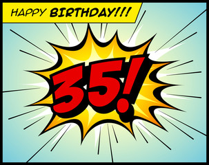 Happy Birthday postcard, in a vintage style comic book bubble sound effect  - Vector EPS10.