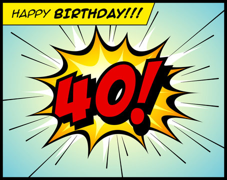 Happy Birthday postcard, in a vintage style comic book bubble sound effect  - Vector EPS10.