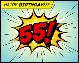 Happy Birthday postcard, in a vintage style comic book bubble sound effect  - Vector EPS10.