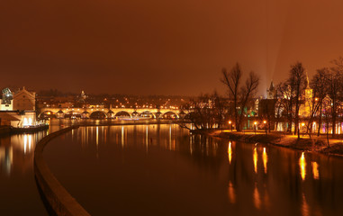 Prague at night, charles bridge