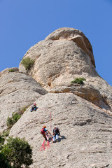 Climbing on Montserrat, Barcelona, Spain.