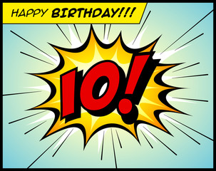 Happy Birthday postcard, in a vintage style comic book bubble sound effect  - Vector EPS10.