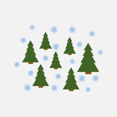 young trees ate and snowflakes. vector