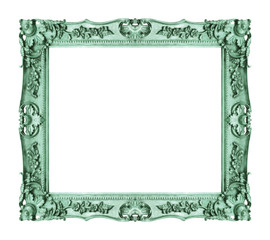 Antique green frame isolated on white background, clipping path