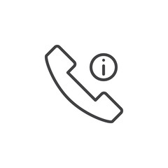 Phone call information outline icon. linear style sign for mobile concept and web design. Telephone info simple line vector icon. Symbol, logo illustration. Pixel perfect vector graphics
