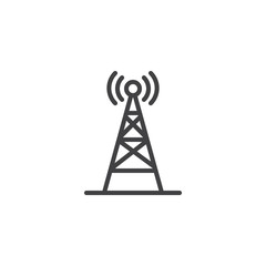 Radio antenna wireless outline icon. linear style sign for mobile concept and web design. Network signal antenna simple line vector icon. Symbol, logo illustration. Pixel perfect vector graphics