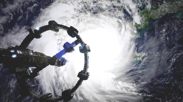 4K ISS. International Space Station Orbiting Earth. Elements of this image furnished by NASA