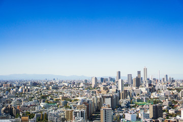 Naklejka na ściany i meble Beautiful architecture and building around Tokyo city with blue sky