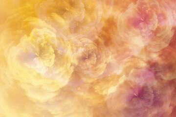 Tunnel from clouds background texture watercolor fairy-tale design